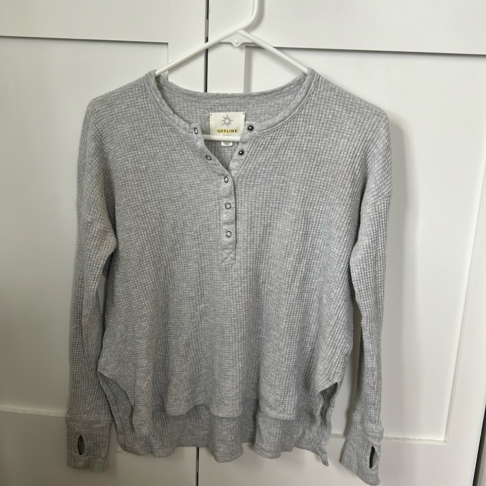 Offline by Aerie grey waffle henley size XXS